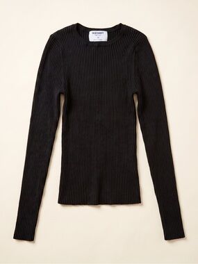 Old Navy Black Ribbed Slim-Fit Long-Sleeve Tee